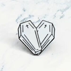(3/$15) White Coffin Enamel Pin